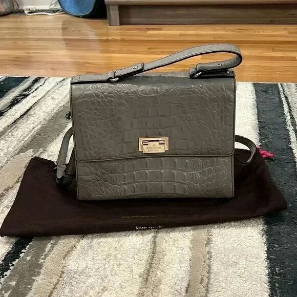 Gray Alligator Embossed Kate Spade tote - Picture 1 of 8